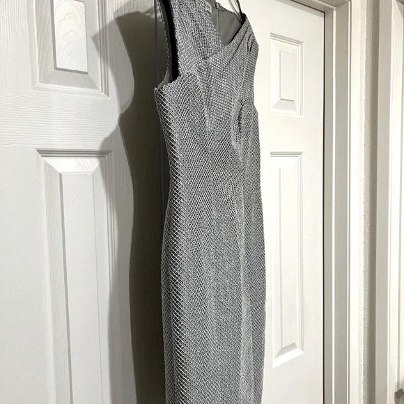 NWT KAY UNGER METALLIC SILVER TAILORED SHEATH COCKTAIL DRESS SIZE 6 - Picture 12 of 13